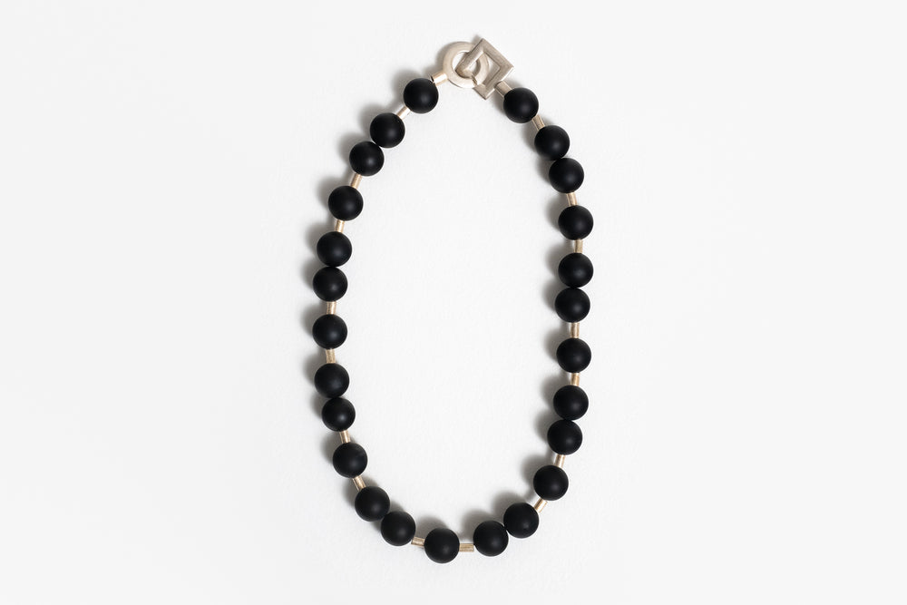 Matt Onyx Stone Bead Necklace