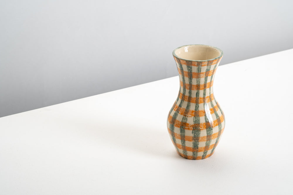 Gingham Stencil Vase