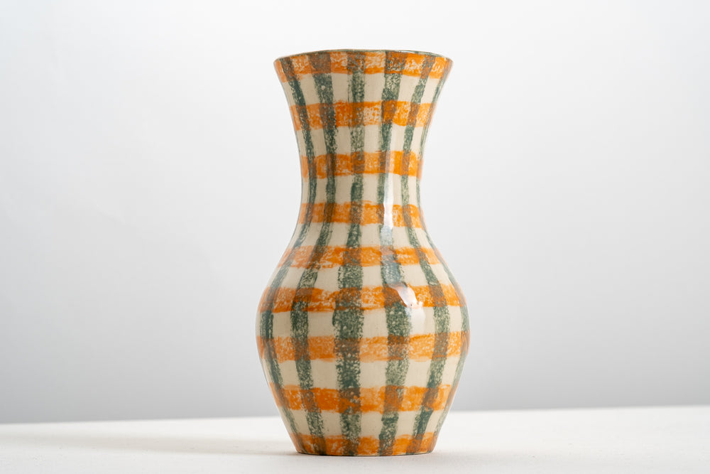 Gingham Stencil Vase