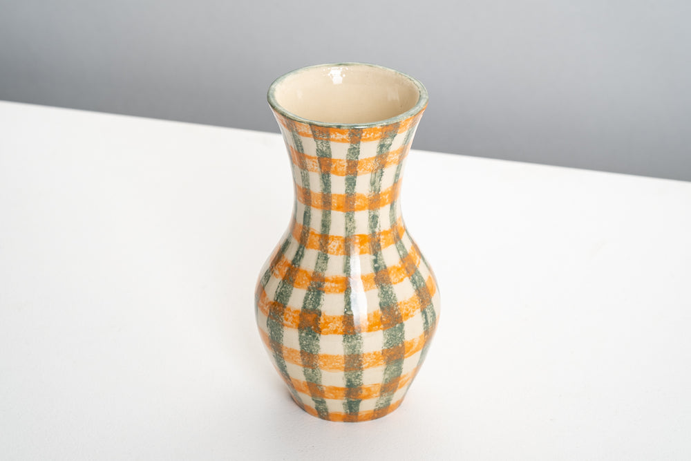 Gingham Stencil Vase