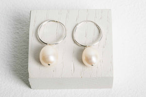 Sterling Silver Hoops with Pearls